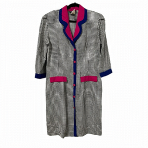 VINTAGE CJ Selections Colorblock Gingham Long Blazer Dress fits like a M/L